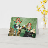 Carte Golden retriever comptant le pot d'or (Fleur jaune)