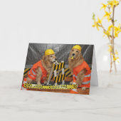 Carte Golden Retriever Construction Anniversaire (Fleur jaune)