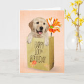 Carte Golden Retriever dans le sac 100e anniversaire (Fleur jaune)