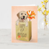 Carte Golden Retriever dans le sac de 45e anniversaire (Fleur jaune)