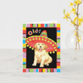 Carte Golden retriever de fiesta (Fleur jaune)