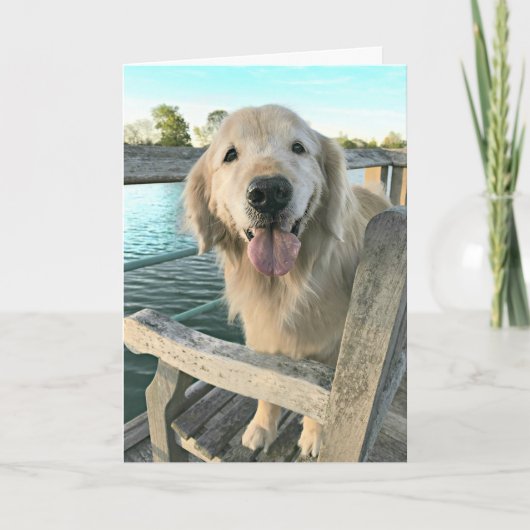Carte Golden Retriever Dog on a Dock Thinking of You (Devant)