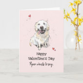 Carte Golden Retriever dog Valentine's day Salutations (Fleur jaune)