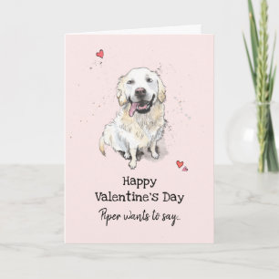 Carte Golden Retriever dog Valentine's day Salutations