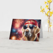 Carte Golden Retriever du 4 juillet (Fleur jaune)