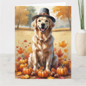 Carte Golden Retriever En Automne Quitte L'Art Thanksgiv (Devant)