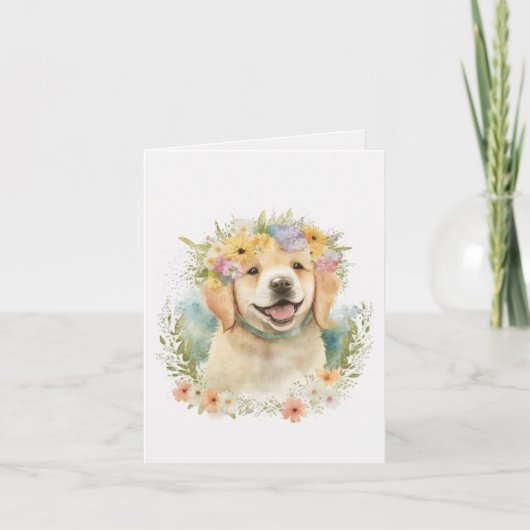 Carte Golden Retriever en fleurs (Devant)