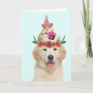 Carte Golden Retriever Et Ami Joli Anniversaire