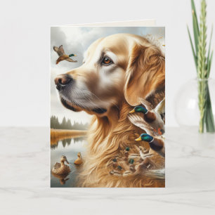 Carte Golden Retriever et Canards