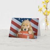 Carte Golden Retriever et Football Anniversaire (Fleur jaune)