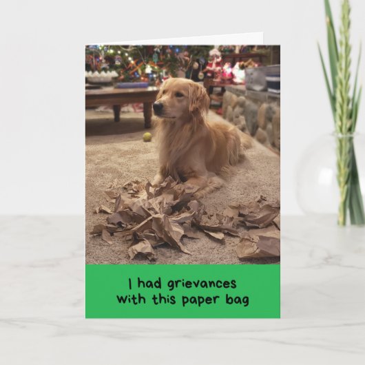Carte Golden Retriever Exprimant Ses Griefs de Vacances (Devant)