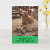 Carte Golden Retriever Exprimant Ses Griefs de Vacances (Fleur jaune)