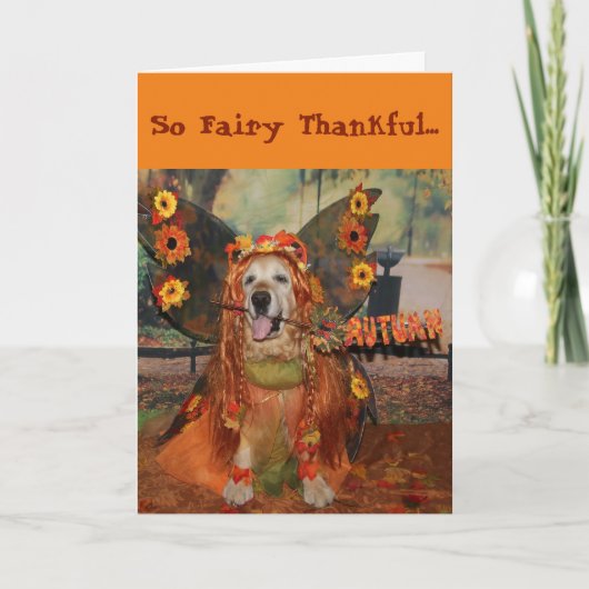 Carte Golden Retriever Fairy Thankgiving (Devant)