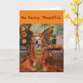 Carte Golden Retriever Fairy Thankgiving (Fleur jaune)