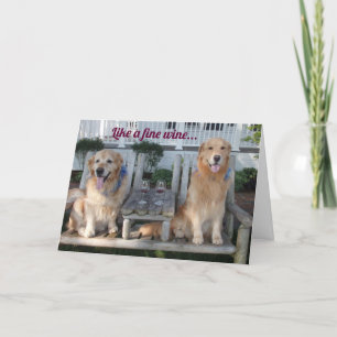 Carte Golden Retriever Fine Wine Anniversaire
