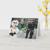 Carte Golden Retriever Frankenstein Lab Halloween (Fleur jaune)