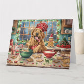 Carte Golden Retriever Gâteau de vacances : Noël festif (Devant)
