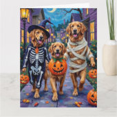 Carte Golden Retriever Halloween ou Trick-or-Treating (Devant)