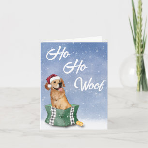 Carte Golden Retriever Ho Ho Woof Christmas Holiday Card