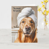 Carte Golden Retriever Humour d'anniversaire (Fleur jaune)
