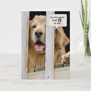 Carte Golden Retriever humour pour 75e anniversaire