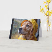 Carte Golden Retriever in a Rain Slick (Fleur jaune)