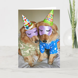 Carte Golden Retriever in Pajamas Anniversaire
