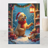 Carte Golden Retriever in Santa’s Workshop Christmas (Devant)