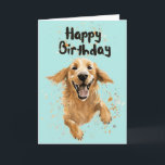 Carte Golden Retriever Joyeux anniversaire<br><div class="desc">Golden Retriever Happy Birthday Card</div>