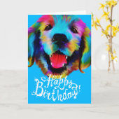 Carte Golden Retriever Joyeux anniversaire (Fleur jaune)