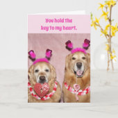 Carte Golden Retriever Key to My Heart Valentine's Day (Fleur jaune)