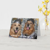 Carte Golden Retriever Knight Anniversaire (Fleur jaune)