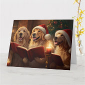 Carte Golden Retriever Noël Caroleurs Fun Holiday (Fleur jaune)