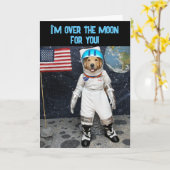 Carte Golden Retriever Over the Moon Anniversary (Fleur jaune)