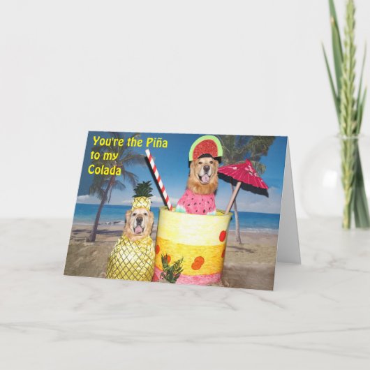 Carte Golden Retriever Piña Colada Friendship (Devant)