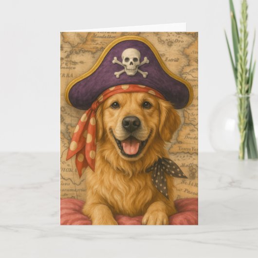 Carte Golden Retriever Pirate (Devant)