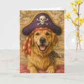 Carte Golden Retriever Pirate (Fleur jaune)