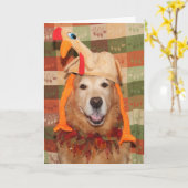 Carte Golden Retriever Plucking Parfait Thanksgiving (Fleur jaune)