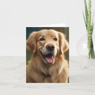 Carte Golden Retriever Portrait Chien Pose Blank Salutat