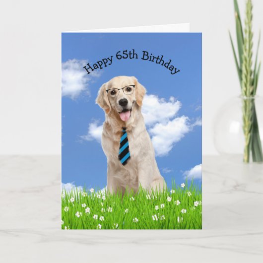Carte Golden Retriever Pour 65e anniversaire (Devant)