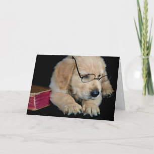 Carte Golden Retriever pup avec lunettes