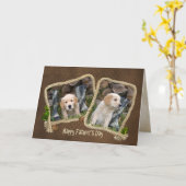 Carte Golden Retriever Pup dans un cadre de corde (Fleur jaune)
