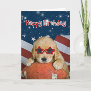 Carte Golden Retriever Pup sur le football Anniversaire