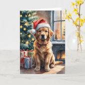 Carte Golden Retriever Puppet par Christmas Tree Holiday (Fleur jaune)