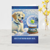 Carte Golden Retriever Puppy With Tennis Ball Snow Globe (Fleur jaune)
