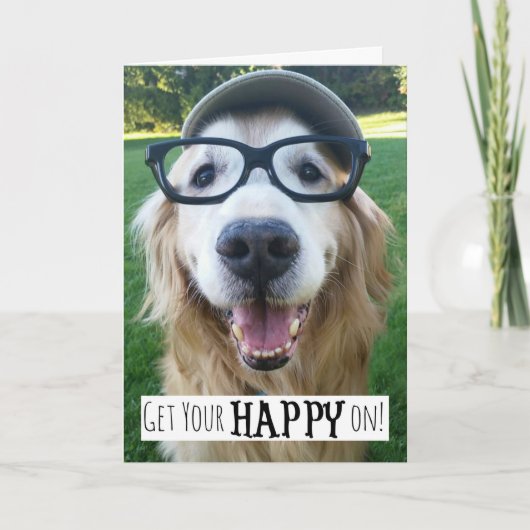 Carte Golden Retriever Soyez heureux sur (Devant)
