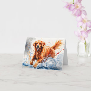 Carte Golden Retriever Splash Art Aquarelle Vierge