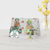 Carte Golden Retriever St. Patrick’s Day Shamrockers (Fleur jaune)