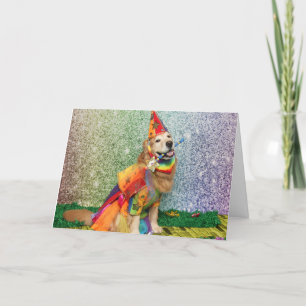 Carte Golden Retriever sur l'Anniversaire de l'arc-en-ci