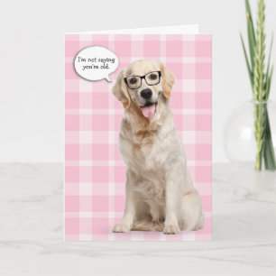 Carte Golden Retriever sur l'humour d'anniversaire plaid